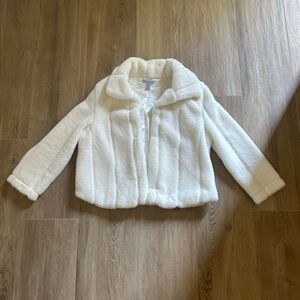 Nina Leonard White Faux Fur Jacket